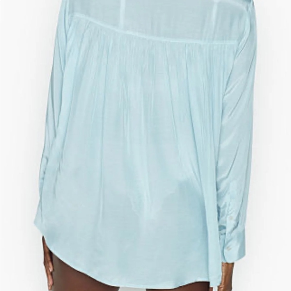 Vs satin sleep top semi sheer shorts frosty blue voile fabric - Picture 7 of 11